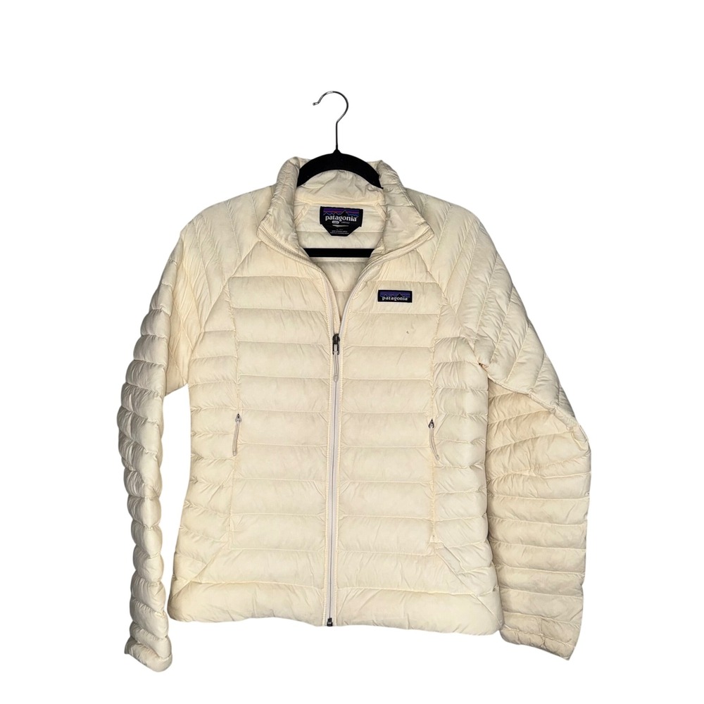 Patagonia Down Sweater Jacket Womens S Cream Good Quilted Full Zip Puffer